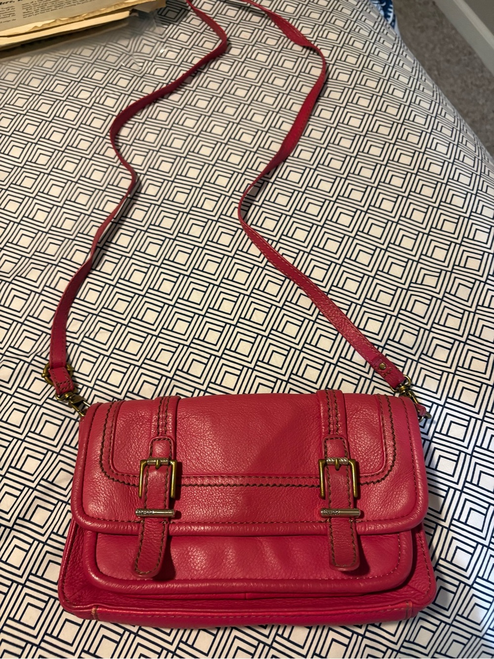 The Sak Pink Leather Crossbody Bag with Buckle Detail